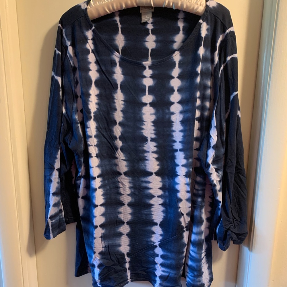 Chicos Navy Tie-Dye Women's Top, 4